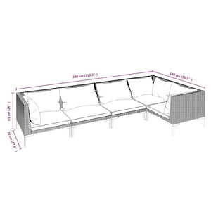 Set Divani Giardino 5 pz con Cuscini in Polyrattan Grigio Scuro cod mxl 48754