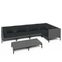 Divani da Giardino 6 pz con Cuscini in Polyrattan Grigio Scuro 3099839