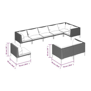 Set Divani Giardino 9pz con Cuscini Rattan Rotondo Grigio Scuro cod mxl 41869