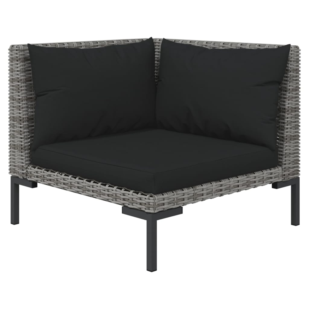 Set Divani Giardino 13pz con Cuscini in Polyrattan Grigio Scuro