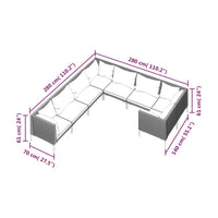 Set Divani Giardino 8pz con Cuscini in Polyrattan Grigio Scuro cod mxl 41878