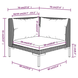 Set Divani da Giardino 10pz con Cuscini Polyrattan Grigio Scuro 3099914