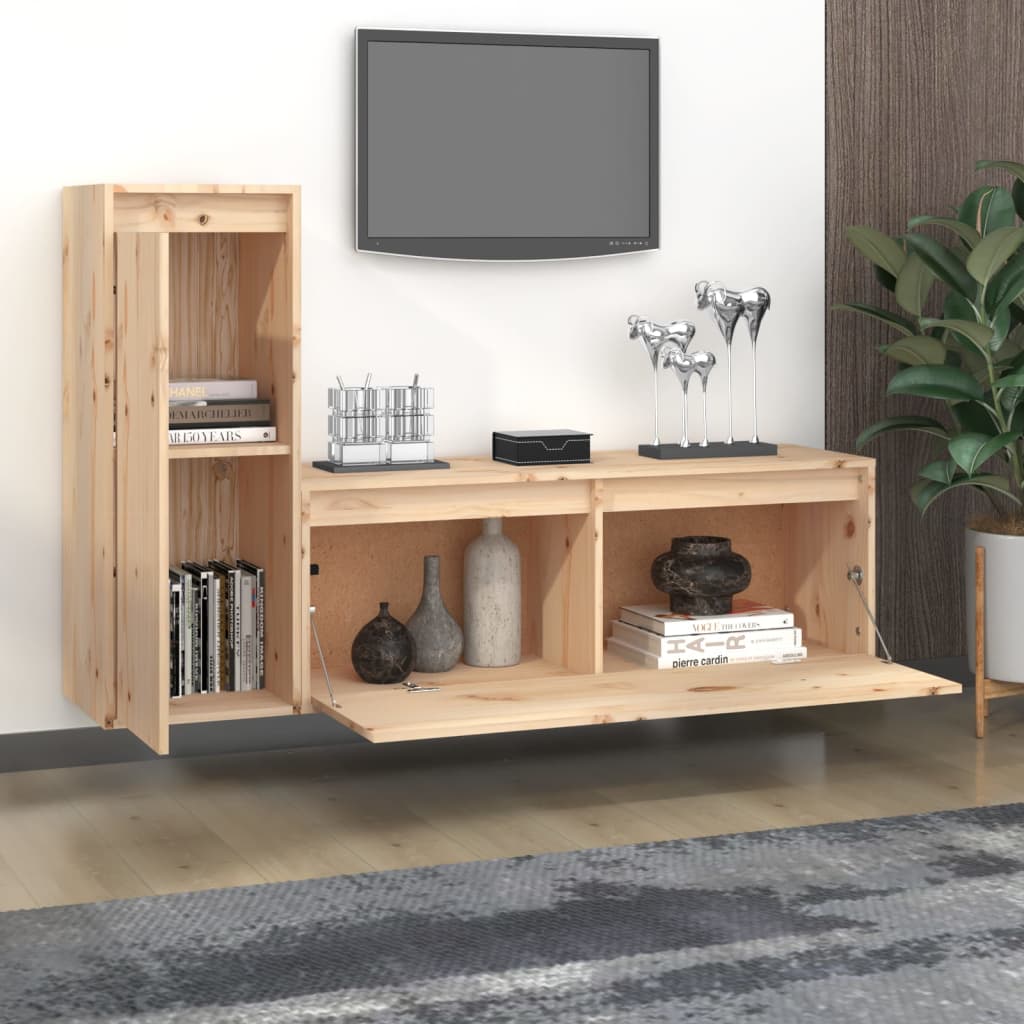 Mobili Porta TV 2 pz in Legno Massello di Pino 3100114