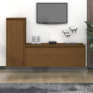 Mobili Porta TV 2 pz Miele in Legno Massello di Pino cod mxl 15538