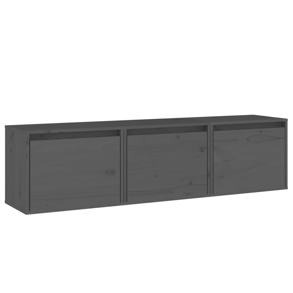 Mobili Porta TV 3 pz Grigi in Legno Massello di Pino 3100126