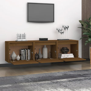 Mobili Porta TV 3 pz Miele in Legno Massello di Pino cod mxl 17843