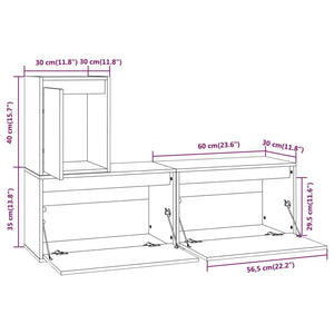 Mobili Porta TV 3 pz Bianchi in Legno Massello di Pino cod mxl 10200