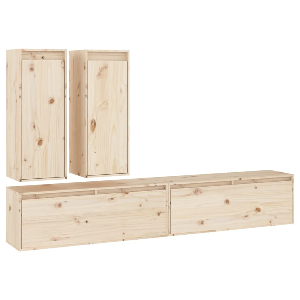 Mobili Porta TV 4 pz in Legno Massello di Pino 3100179