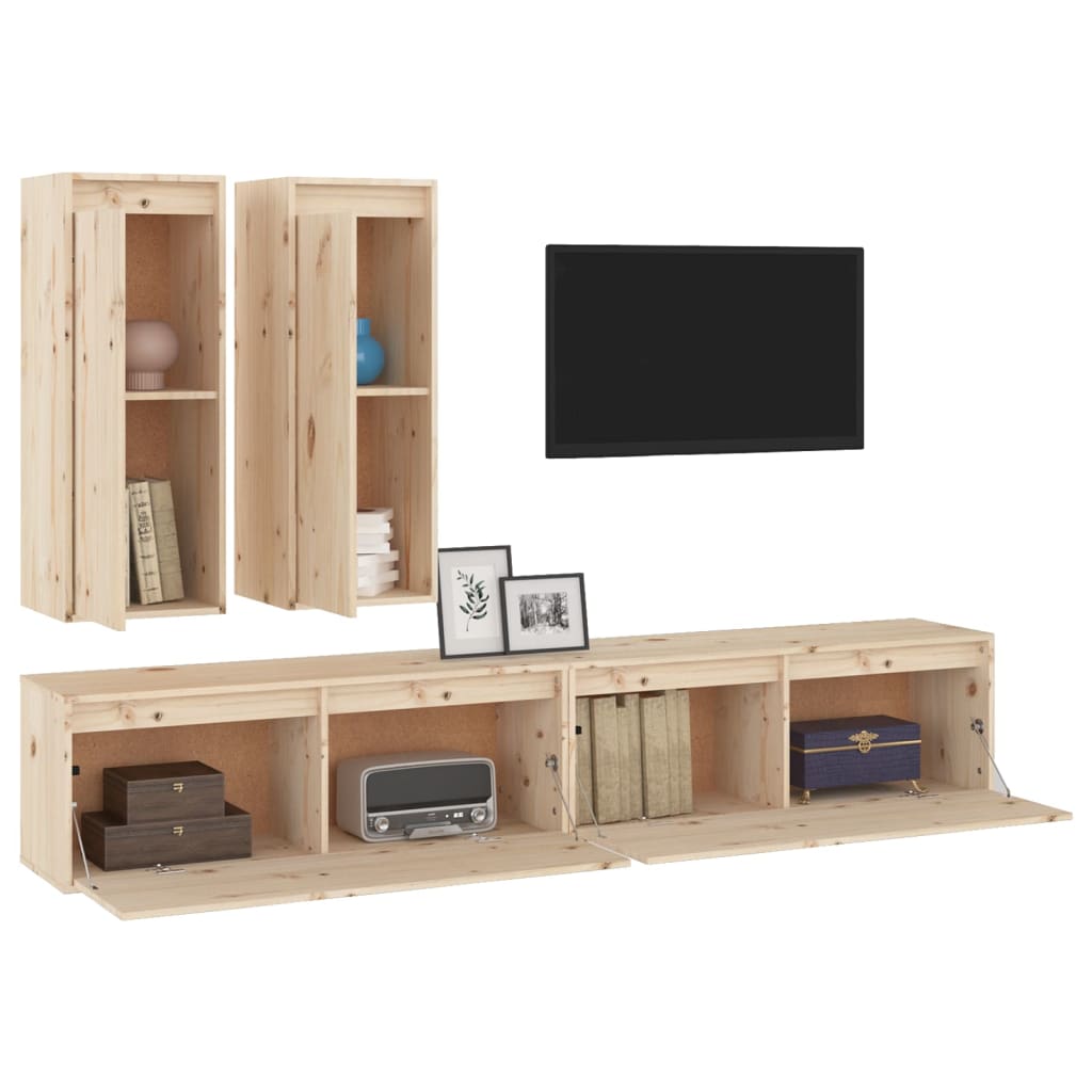 Mobili Porta TV 4 pz in Legno Massello di Pino cod mxl 9000