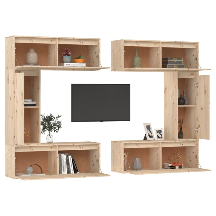 Mobili Porta TV 6 pz in Legno Massello di Pino cod mxl 34011