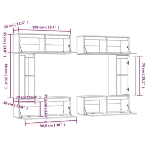 Mobili Porta TV 6 pz in Legno Massello di Pino cod mxl 34011