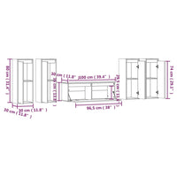 Mobili Porta TV 5 pz Grigi in Legno Massello di Pino 3100216