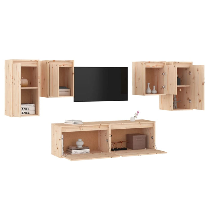 Mobili Porta TV 6 pz in Legno Massello di Pino cod mxl 13224