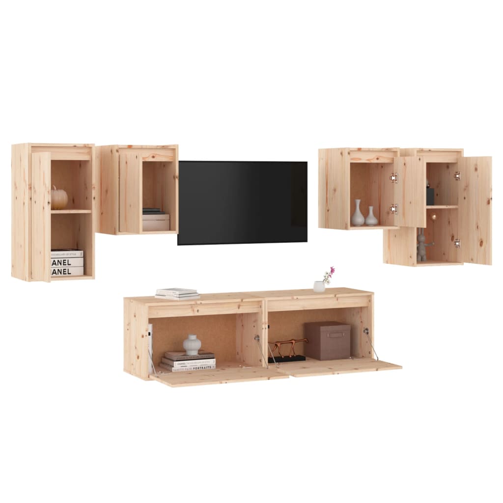 Mobili Porta TV 6 pz in Legno Massello di Pino 3100239