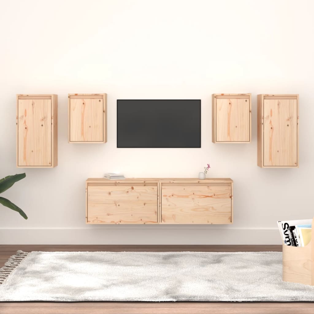 Mobili Porta TV 6 pz in Legno Massello di Pino cod mxl 13224