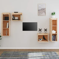 Mobili Porta TV 4 pz in Legno Massello di Pino 3100249