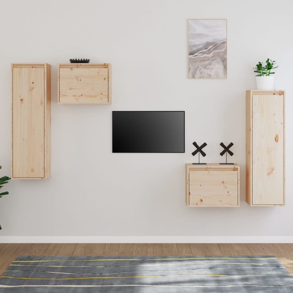 Mobili Porta TV 4 pz in Legno Massello di Pino 3100249