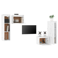 Mobili Porta TV 4 pz Bianchi in Legno Massello di Pino cod mxl 33947