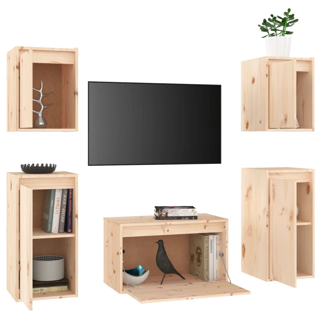 Mobili Porta TV 5 pz in Legno Massello di Pino cod mxl 13206