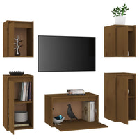 Mobili Porta TV 5 pz Miele in Legno Massello di Pino cod mxl 17585