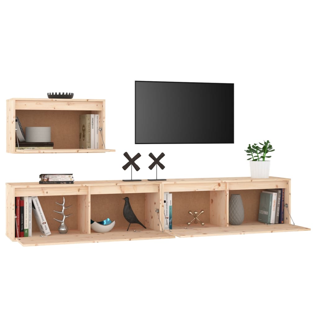 Mobili Porta TV 3 pz in Legno Massello di Pino 3100274