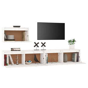 Mobili Porta TV 3 pz Bianchi in Legno Massello di Pino cod mxl 11605