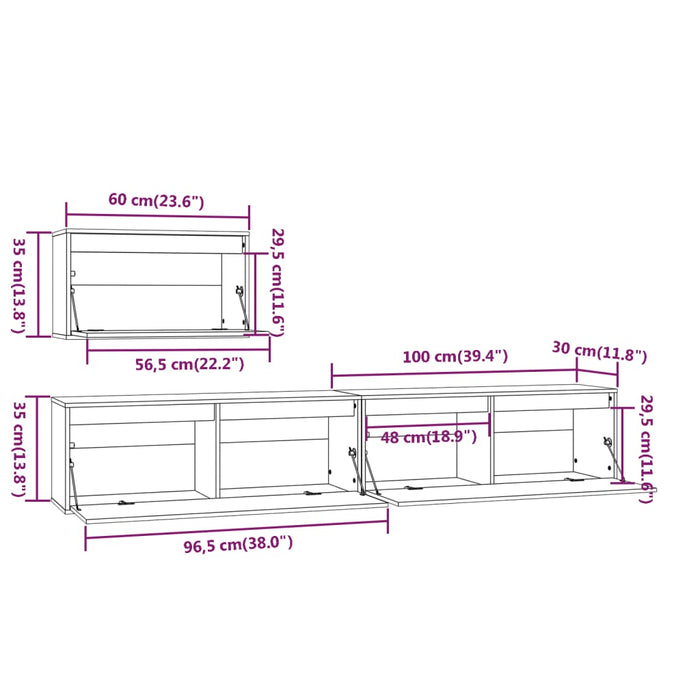 Mobili Porta TV 3 pz ambra in Legno Massello di Pino 3100277