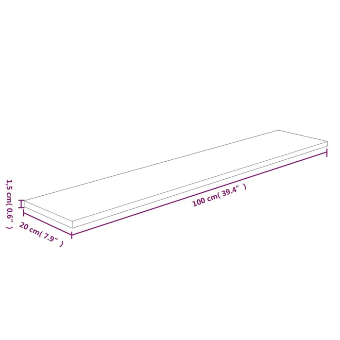 Ripiano 100x20x1,5 cm Legno Massello di Rovere Non Trattato cod mxl 32878