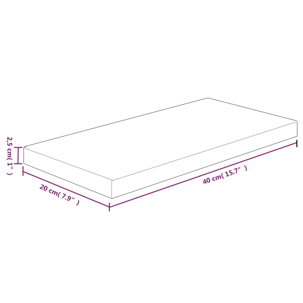 Ripiano 40x20x2,5 cm Legno Massello di Rovere Non Trattato 342934