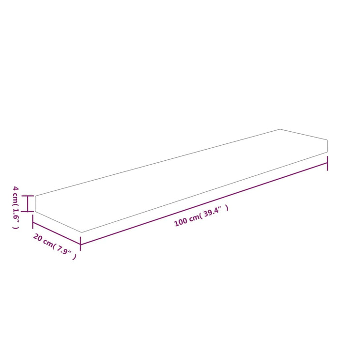 Ripiano 100x20x4 cm Legno Massello di Rovere Non Trattato cod mxl 33175