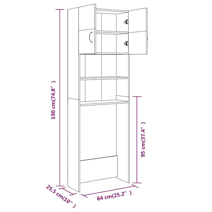 Mobile per Lavatrice Grigio Sonoma 64x25,5x190 cm 815070