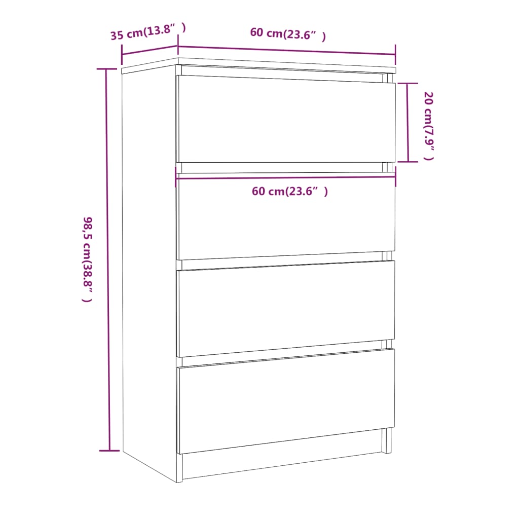 Credenza Grigio Sonoma 60x35x98,5 cm in Legno Multistrato cod mxl 11631