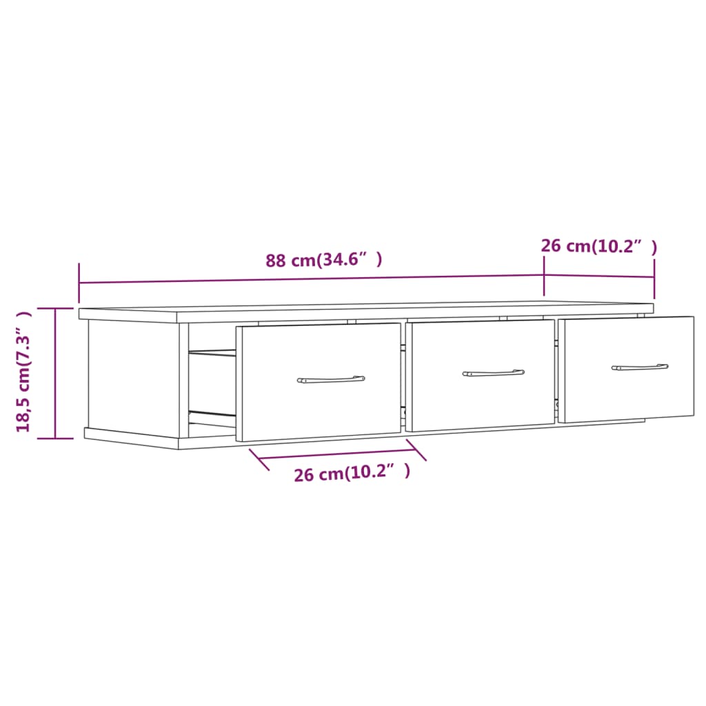 Armadietto Parete Rovere Marrone 88x26x18,5cm Legno Multistrato cod mxl 33061