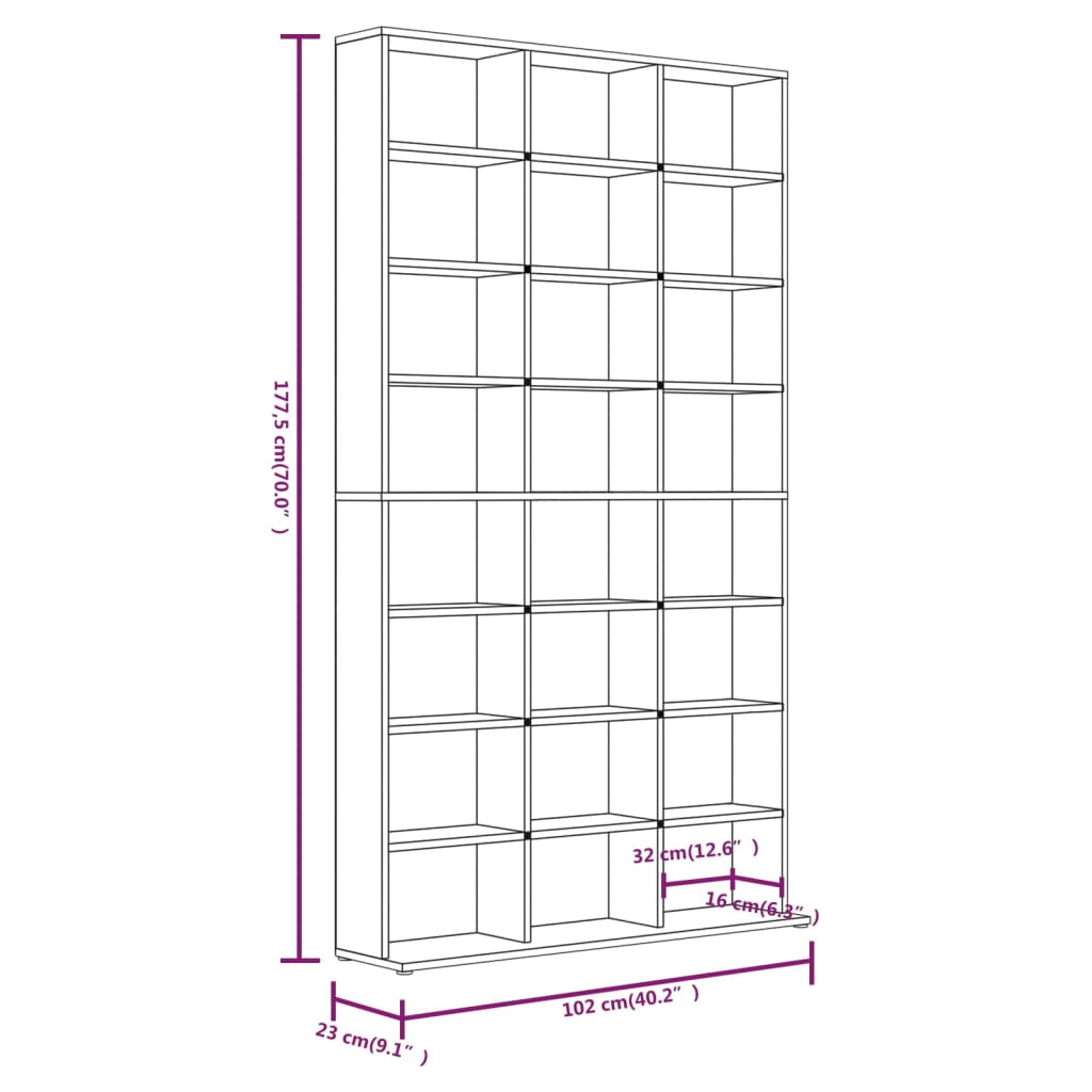 Mobile Porta CD Rovere Fumo 102x23x177,5 cm Legno Multistrato cod mxl 58676