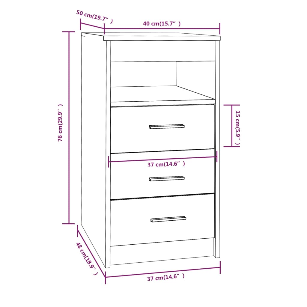 Cassettiera Rovere Fumo 40x50x76 cm in Legno Multistrato cod mxl 52535