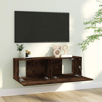 Mobile TV a Parete Rovere Fumo 100x30x30cm Legno Ingegnerizzato cod mxl 8844