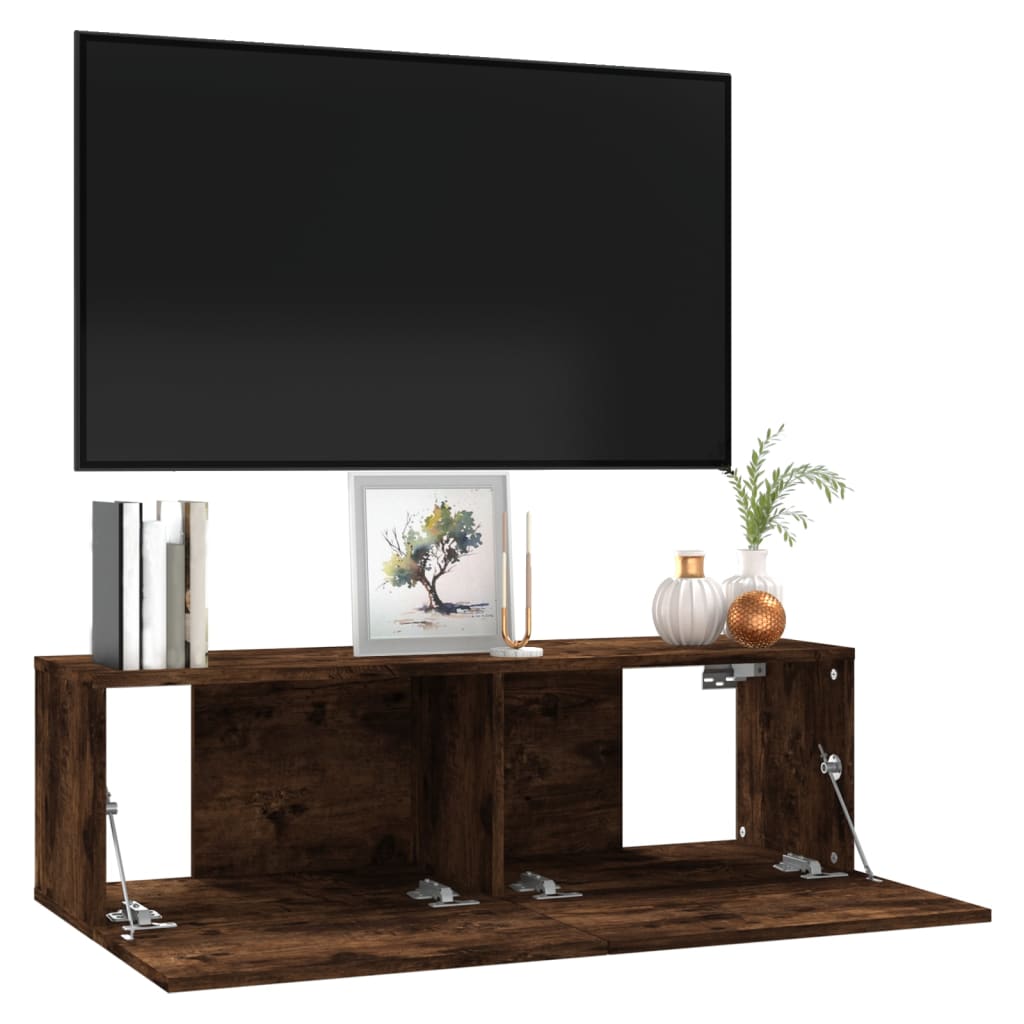 Mobile TV a Parete Rovere Fumo 100x30x30cm Legno Ingegnerizzato cod mxl 8844