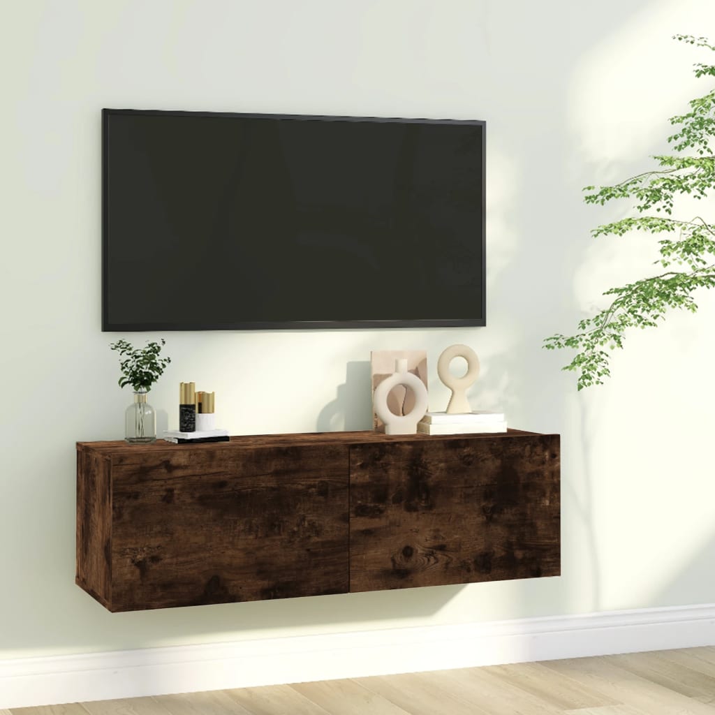 Mobile TV a Parete Rovere Fumo 100x30x30cm Legno Ingegnerizzato cod mxl 8844