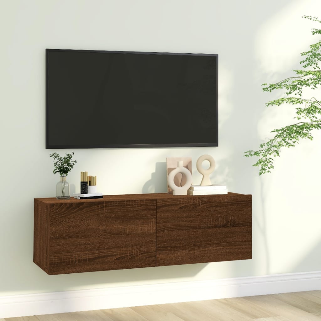 Mobile TV Muro Rovere Marrone 100x30x30cm Legno Ingegnerizzato cod mxl 13954