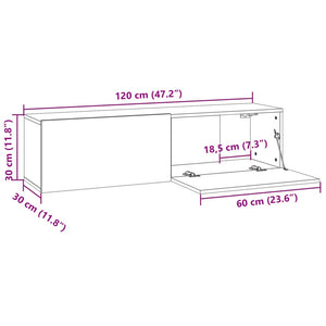 Mobile Muro TV Grigio Sonoma 120x30x30cm Legno Ingegnerizzato cod mxl 13567