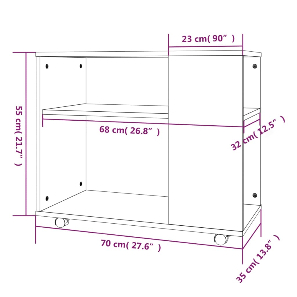 Tavolino da Salotto Rovere Fumo 70x35x55cm Legno Multistrato