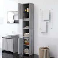 Armadio Bagno Rovere Grigio 30x30x183,5cm Legno Ingegnerizzato 815109