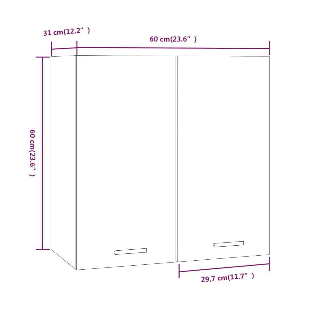 Mobile Pensile Rovere Fumo 60x31x60 cm in Legno Ingegnerizzato cod mxl 66669