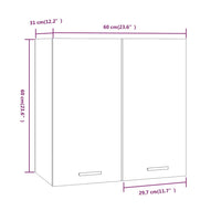 Mobile Pensile Rovere Fumo 60x31x60 cm in Legno Ingegnerizzato cod mxl 66669