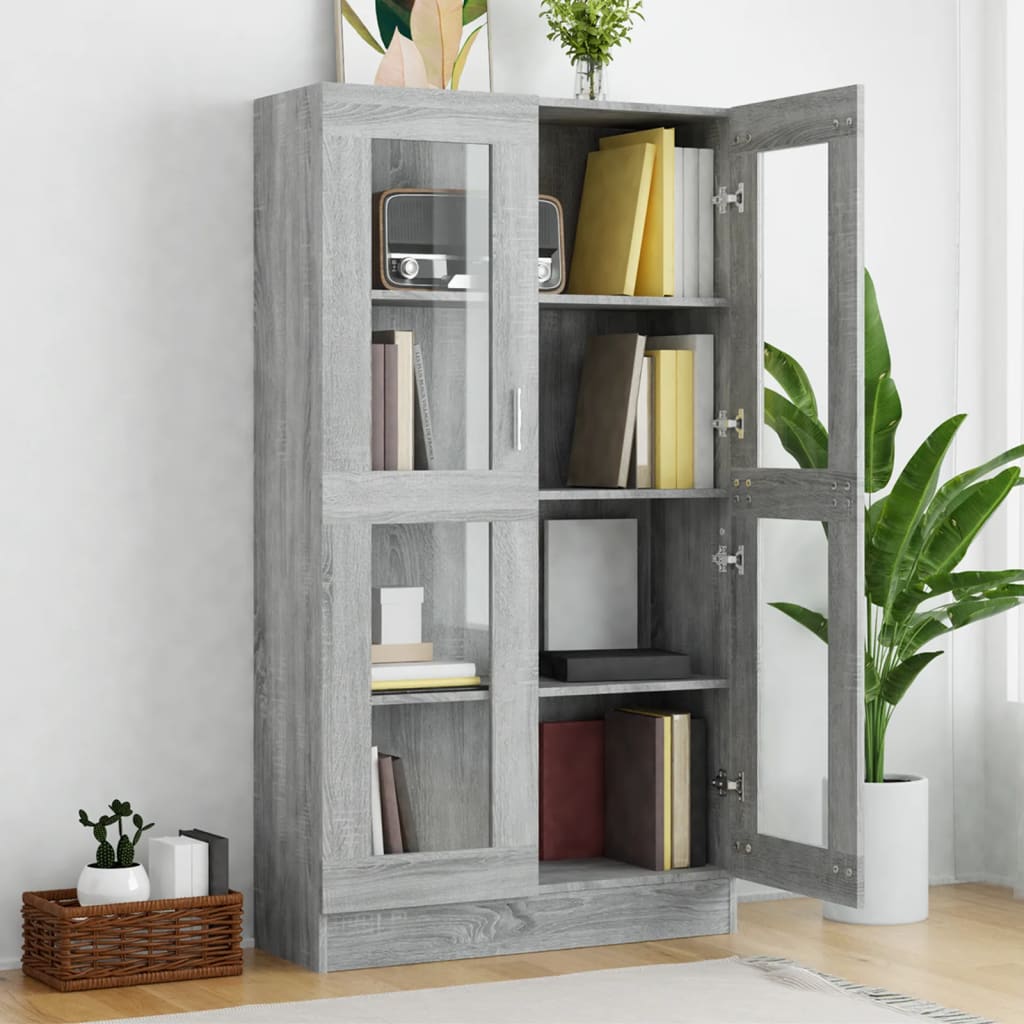 Mobile Vetrina Grigio Sonoma 82,5x30,5x150 cm Legno Multistrato