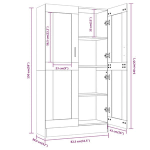 Mobile Vetrina Grigio Sonoma 82,5x30,5x150 cm Legno Multistrato