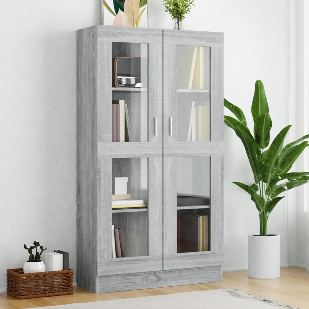 Mobile Vetrina Grigio Sonoma 82,5x30,5x150 cm Legno Multistrato