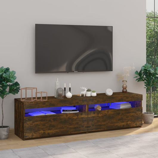 Mobile Porta TV con Luci LED 2pz Rovere Fumo 75x35x40 cm cod mxl 15411