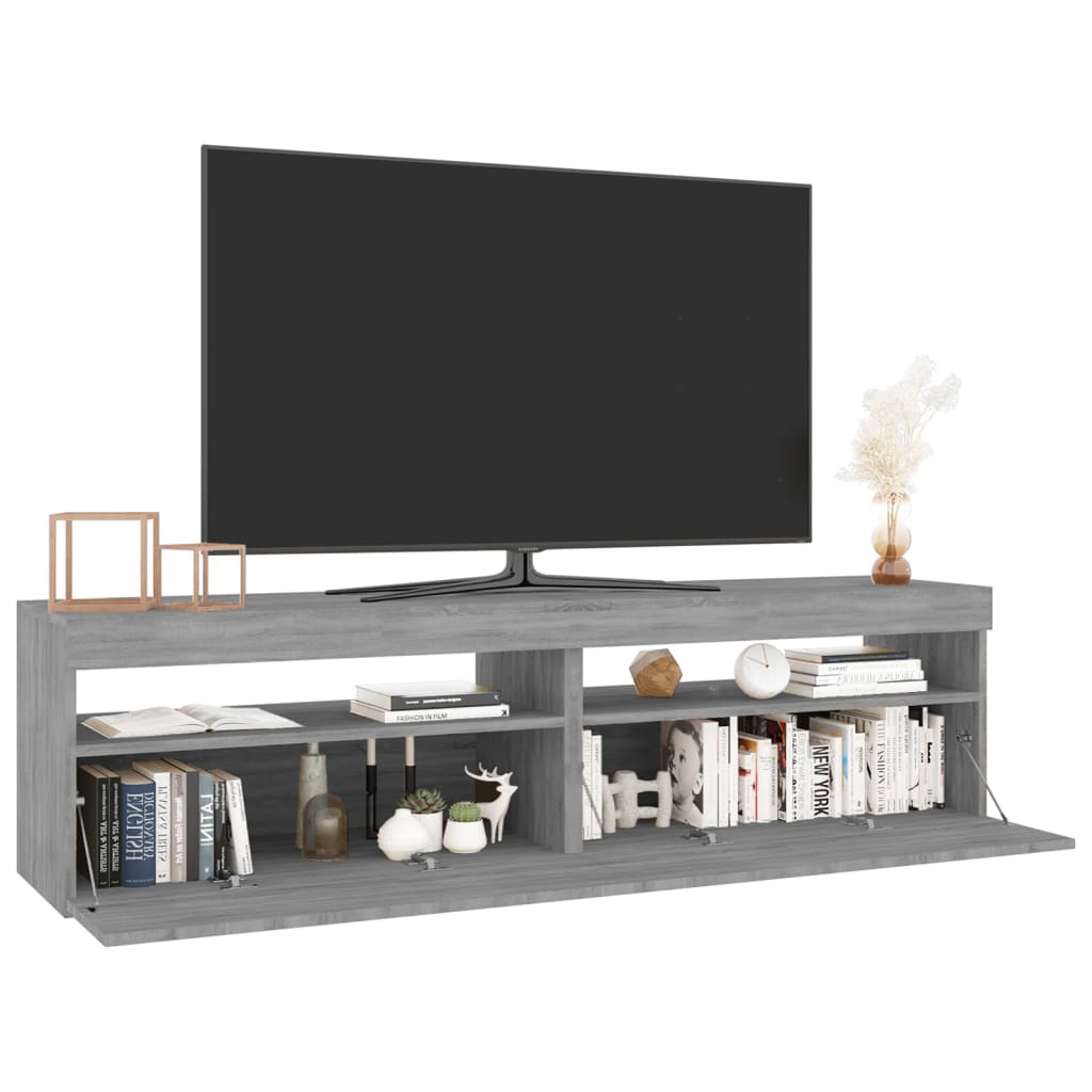 Mobile Porta TV con Luci LED 2pz Grigio Sonoma 75x35x40 cm cod mxl 16652