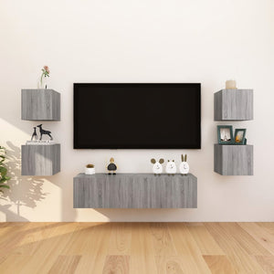 Armadietti TV Montati a Parete Grigio Sonoma 30,5x30x30 cm 815138